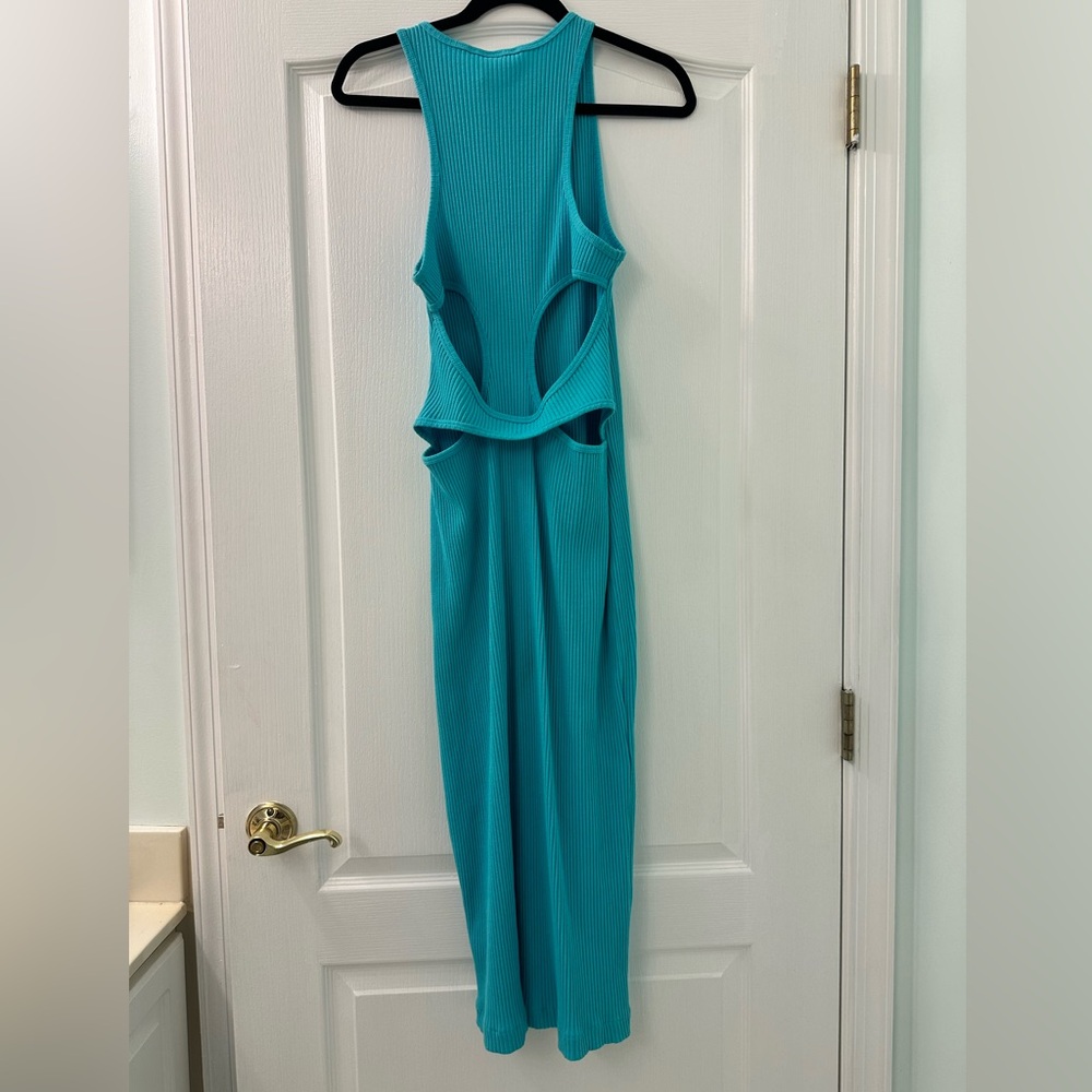 BLUE RIBBED MAXI DRESS